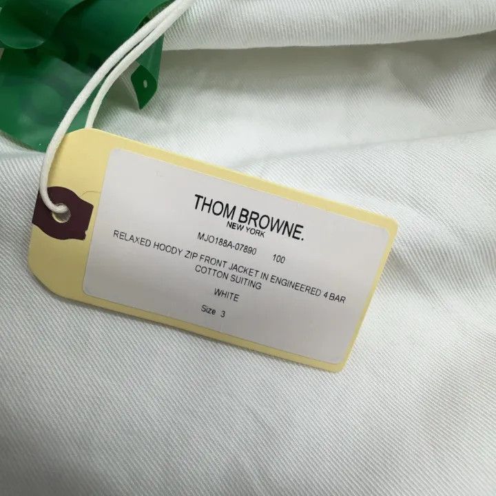 Thom Browne Thom Browne White Striped Hooded Jacket for Men -2507 Size US M / EU 48-50 / 2 - 2 Thumbnail