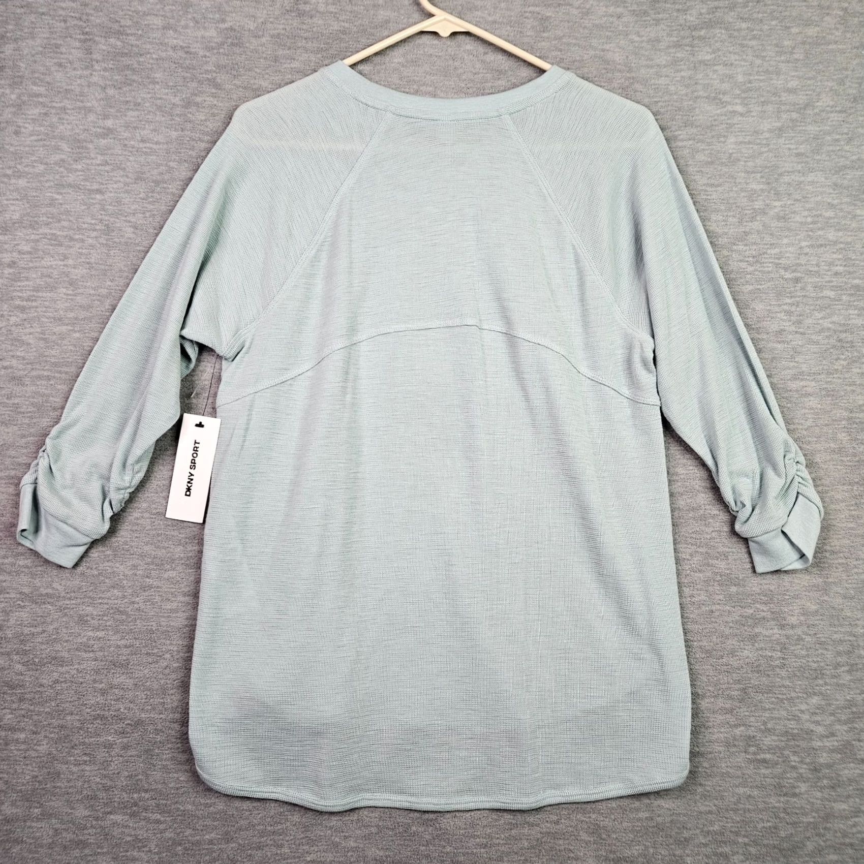 DKNY DKNY Sport Women’s Small Mint Green Long Sleeve Waffle Knit Athletic Top New Size S / US 4 / IT 40 - 2 Thumbnail
