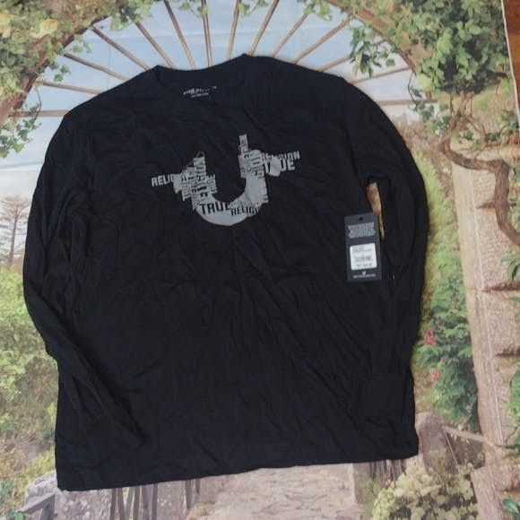 True religion black long sleeve tee size small