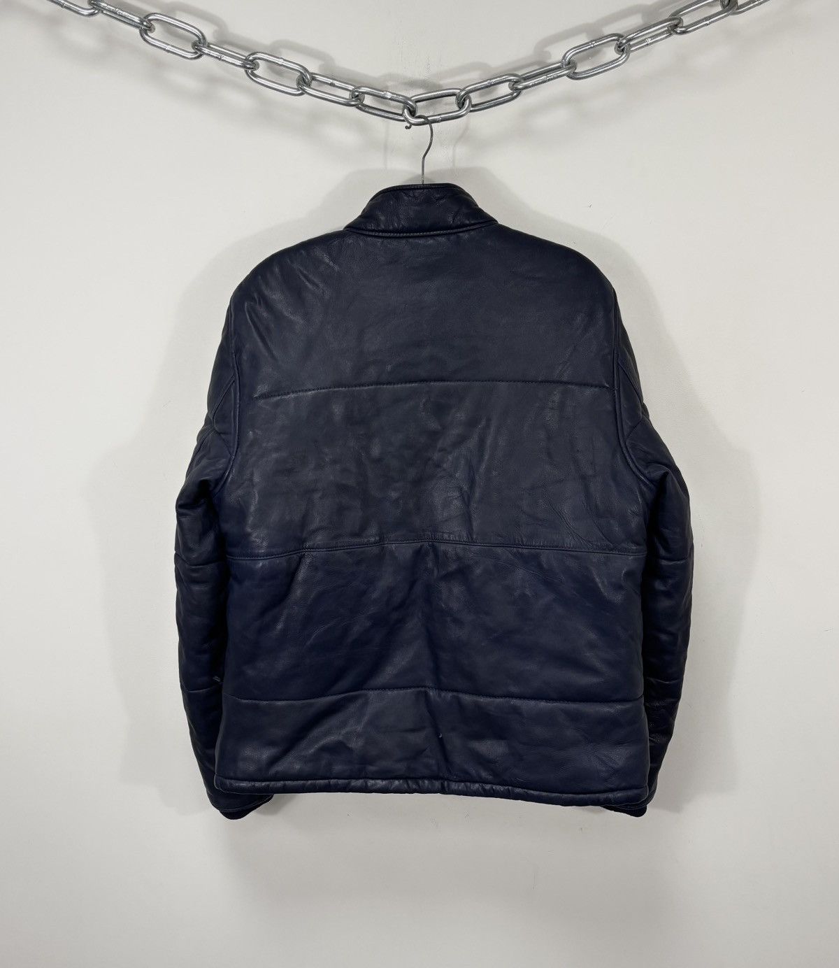Schott Schott NYC x Fila Men’s Navy Blue Leather Jacket Size US M / EU 48-50 / 2 - 3 Thumbnail