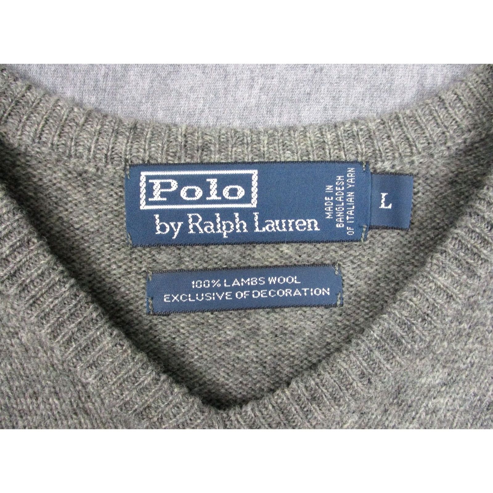 Polo Ralph Lauren Polo by Ralph Lauren Sweater Mens Large Gray V-Neck Lambswool Knit Pony Logo Size US L / EU 52-54 / 3 - 4 Thumbnail