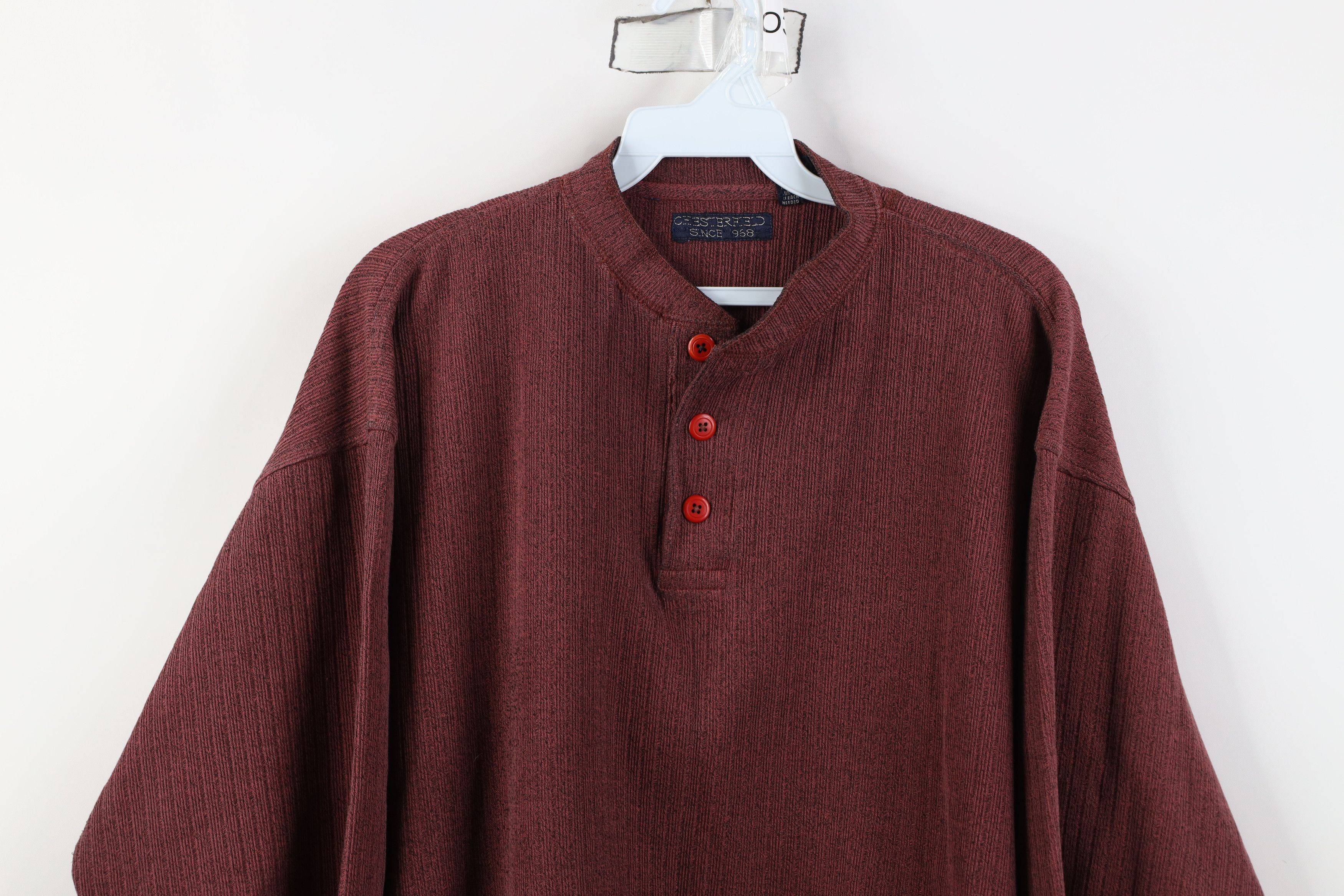 Vintage Vintage 90s Streetwear Heavy Knit Long Sleeve Henley T-Shirt Size US L / EU 52-54 / 3 - 2 Thumbnail