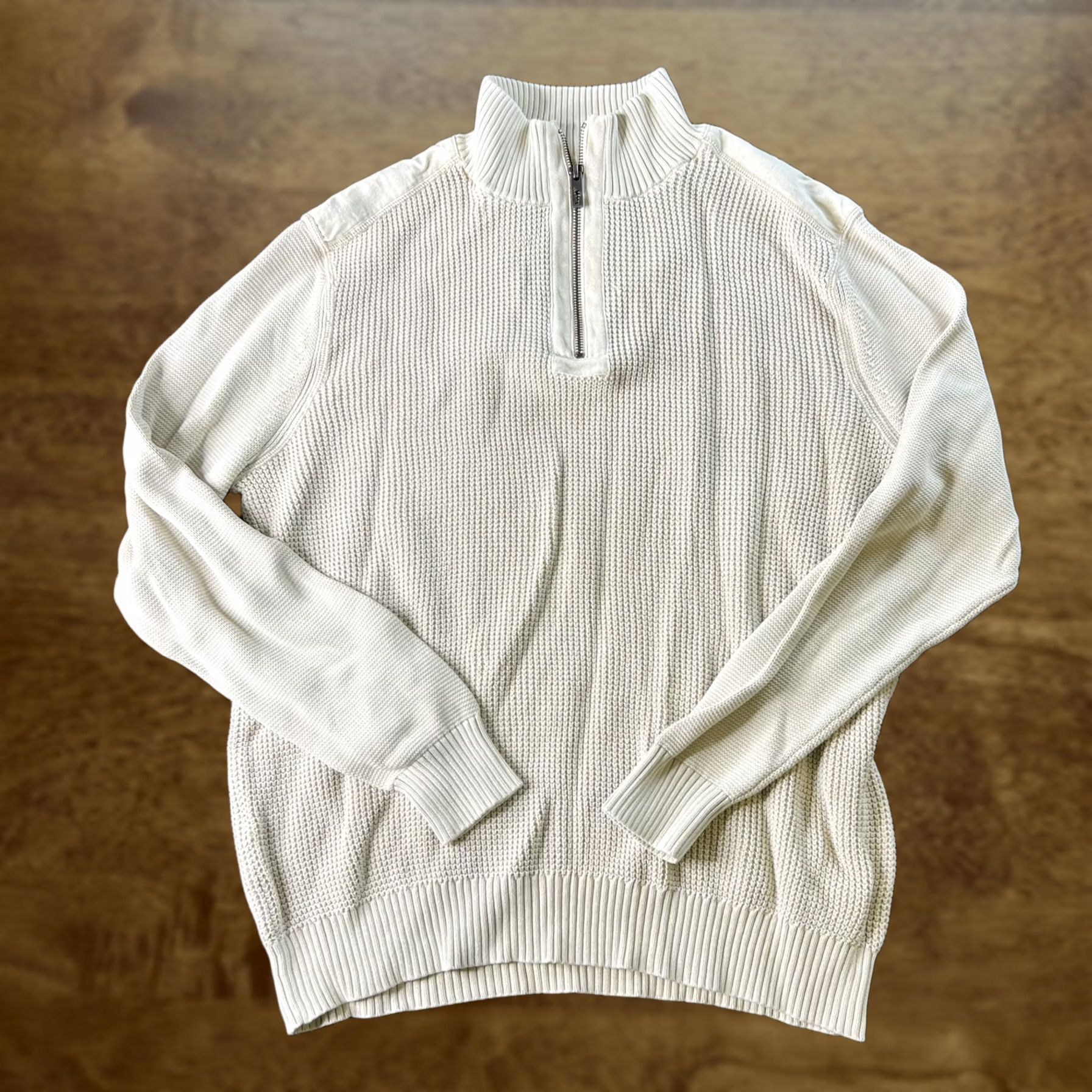Tommy Bahama Tommy Bahama Sweater Mens L Beige Textured Cotton Half Zip Pullover Knit Size US L / EU 52-54 / 3 - 1 Thumbnail