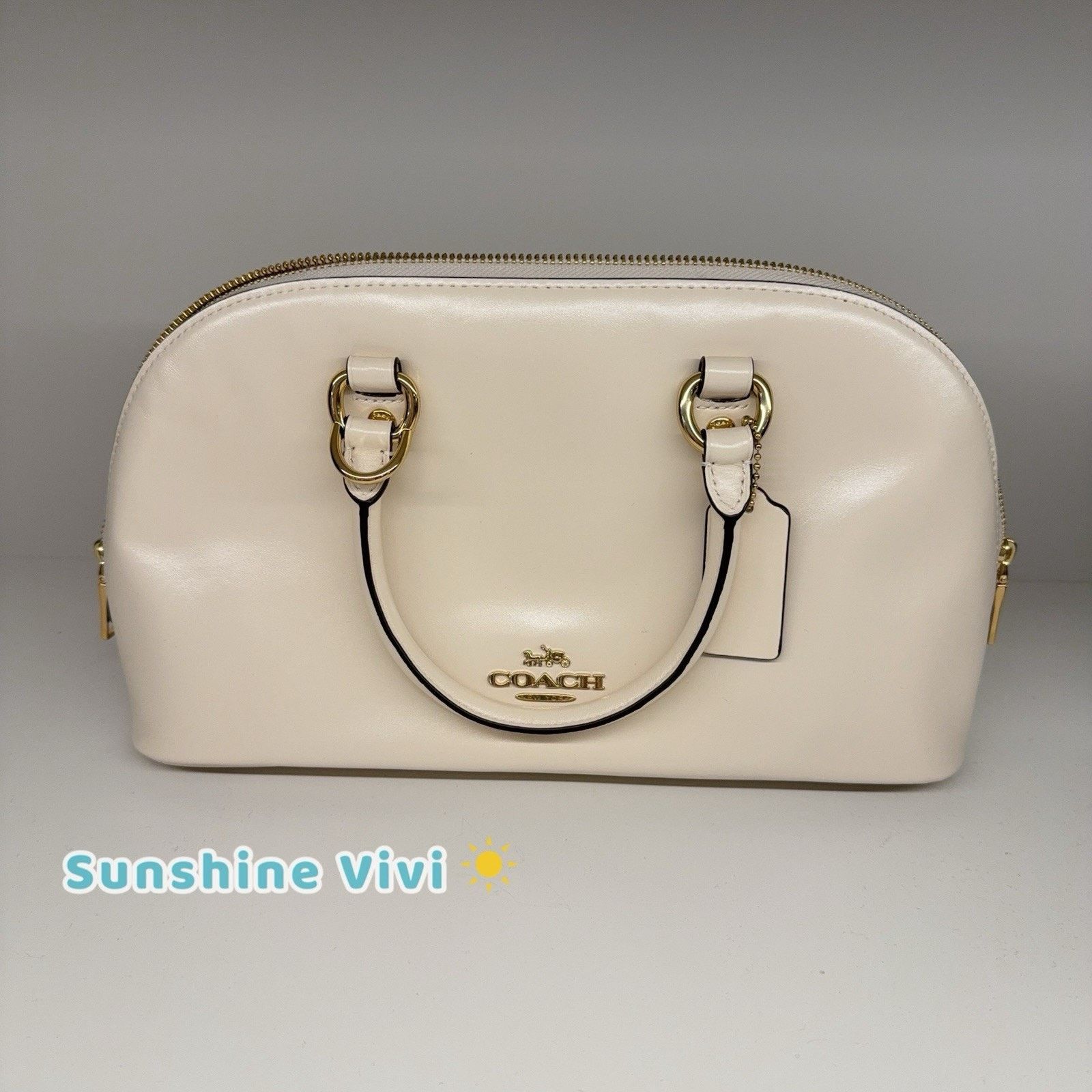 Coach NWT Coach Lara Bag Satchel Leather Handbag CDV19 Gold /Chalk Size ONE SIZE - 1 Thumbnail