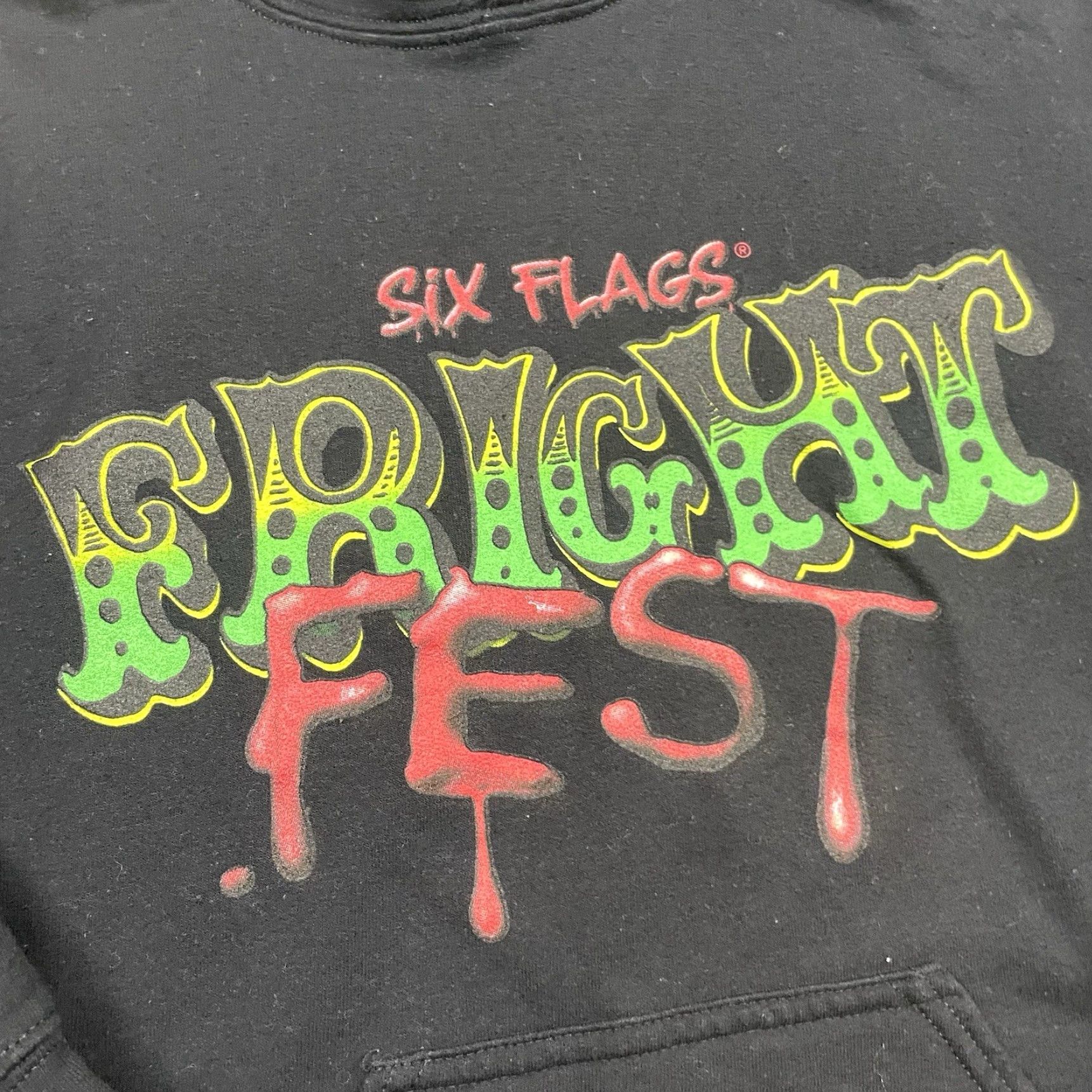 Vintage Six Flags Hoodie Adult Small Black Fright Fest Clowns Halloween Haunted S Shirt? Size US S / EU 44-46 / 1 - 6 Thumbnail