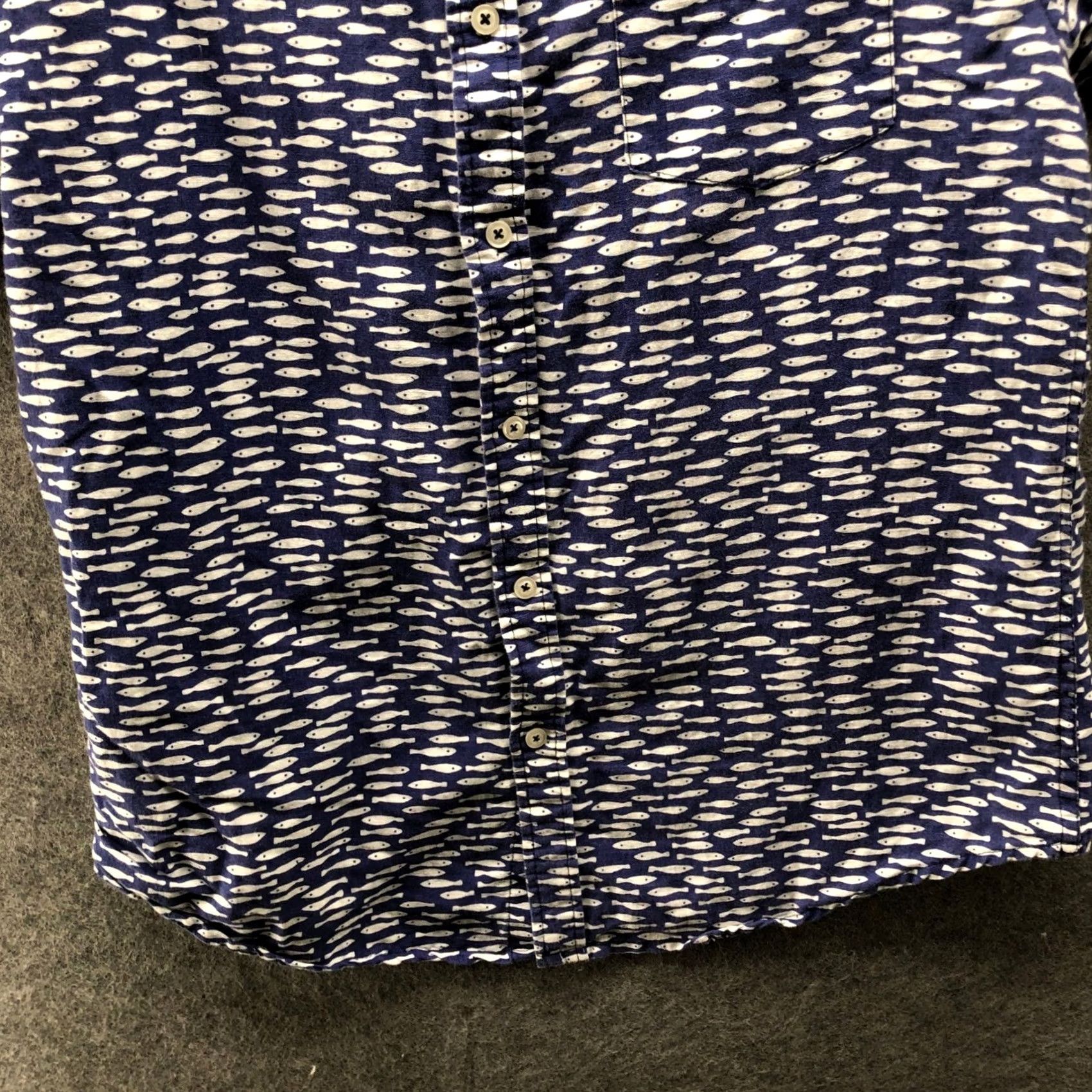 Vintage Rebel James & Charli Fish Print Shirt Mens L Cotton Linen Short Sleeve Button Size US L / EU 52-54 / 3 - 7 Thumbnail