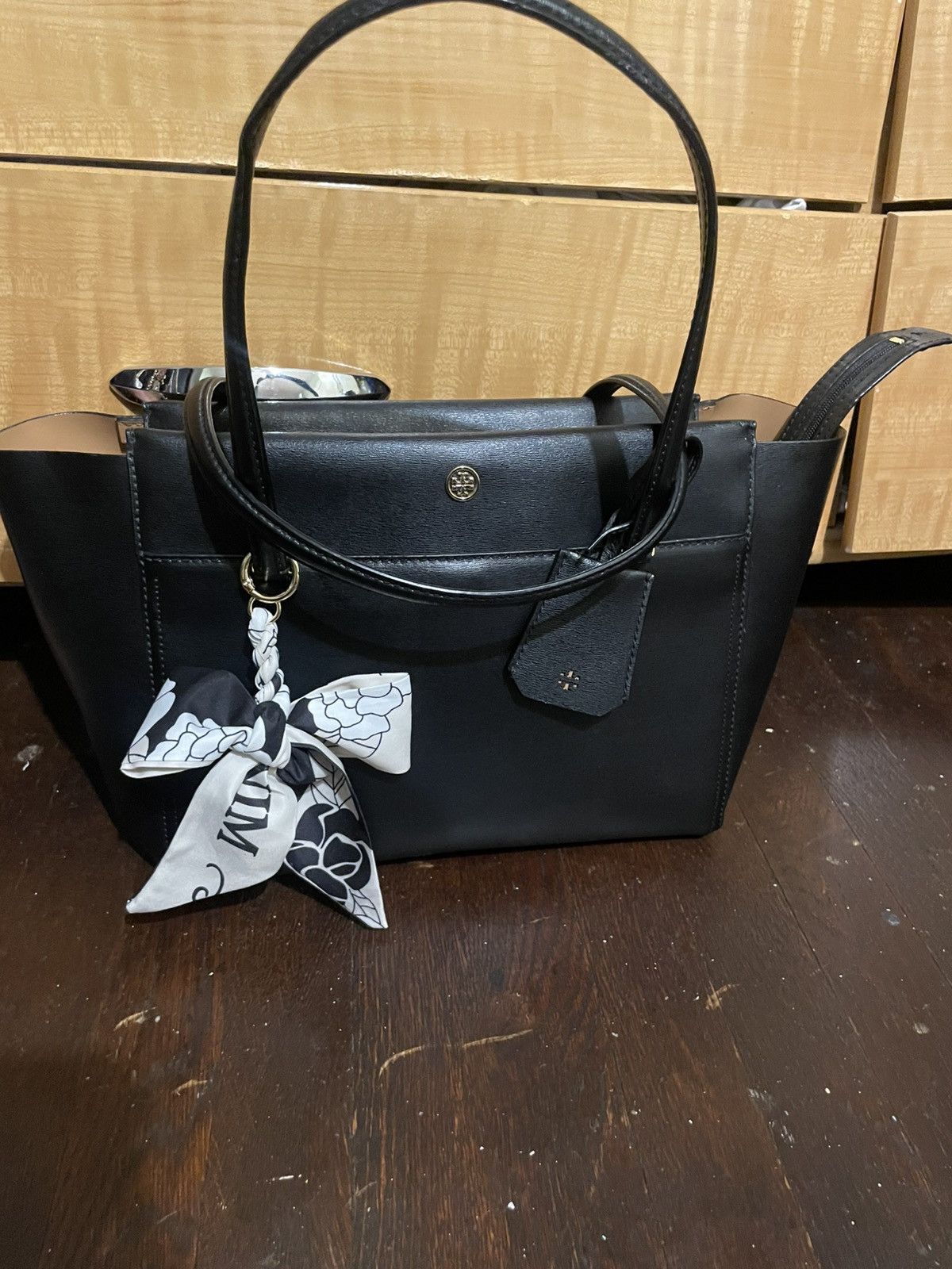 Tory Burch Bag Parker Tote Medium Black Leather