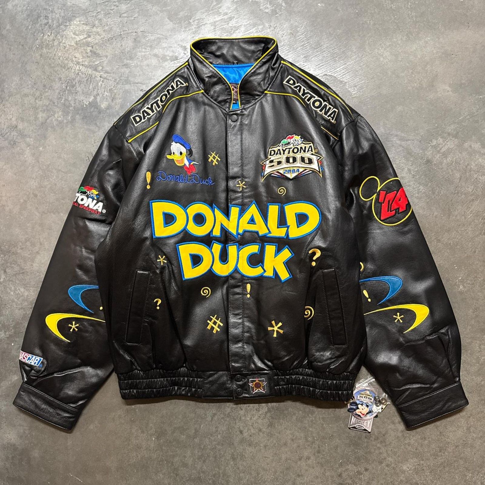 Disney × Vintage Vintage JH Design Donald Duck NASCAR Disney Leather Jacket Size US XL / EU 56 / 4 - 5 Thumbnail
