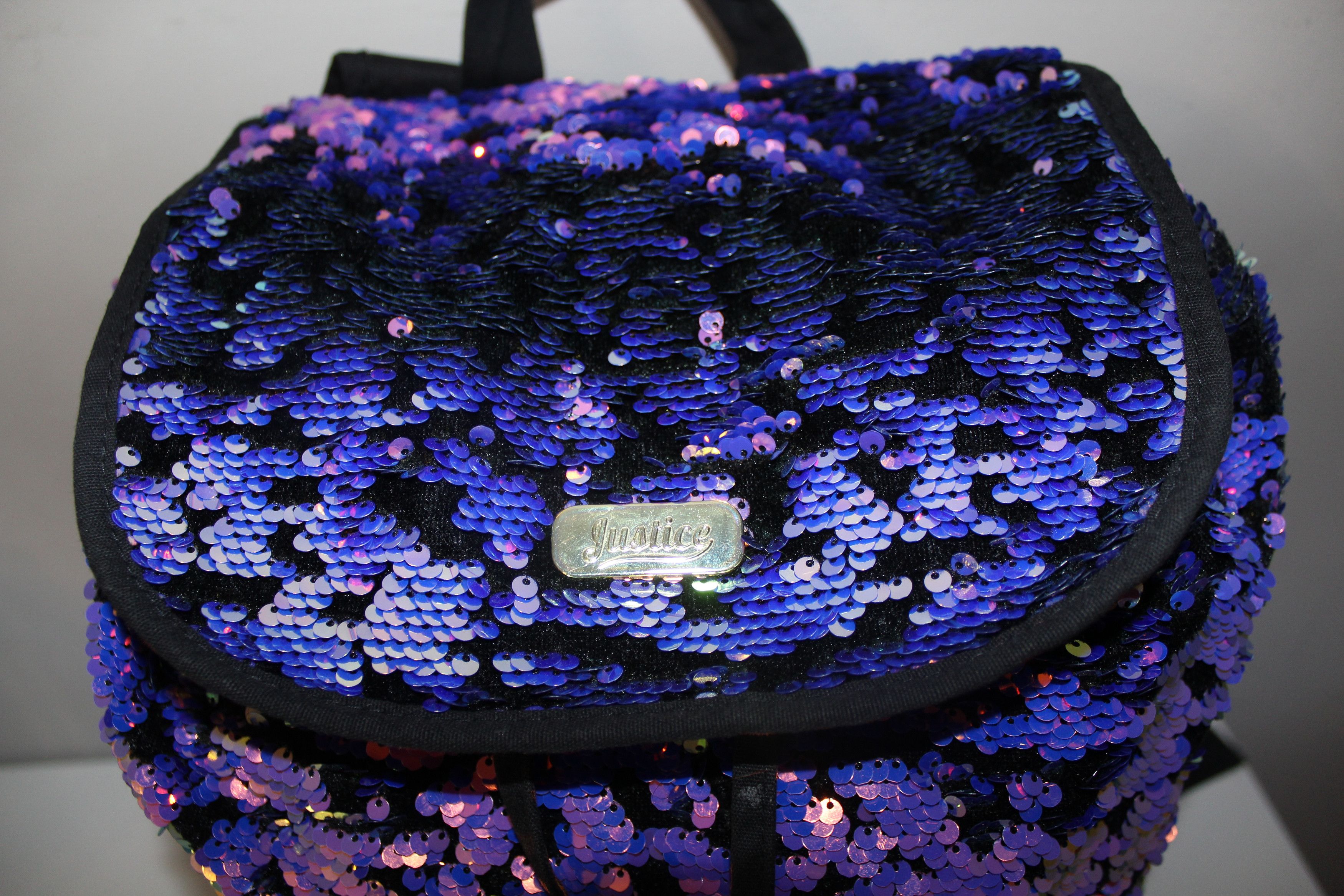 Other Justice Purple Black Forever Backpack Drawstring Sparkle Size ONE SIZE - 3 Thumbnail