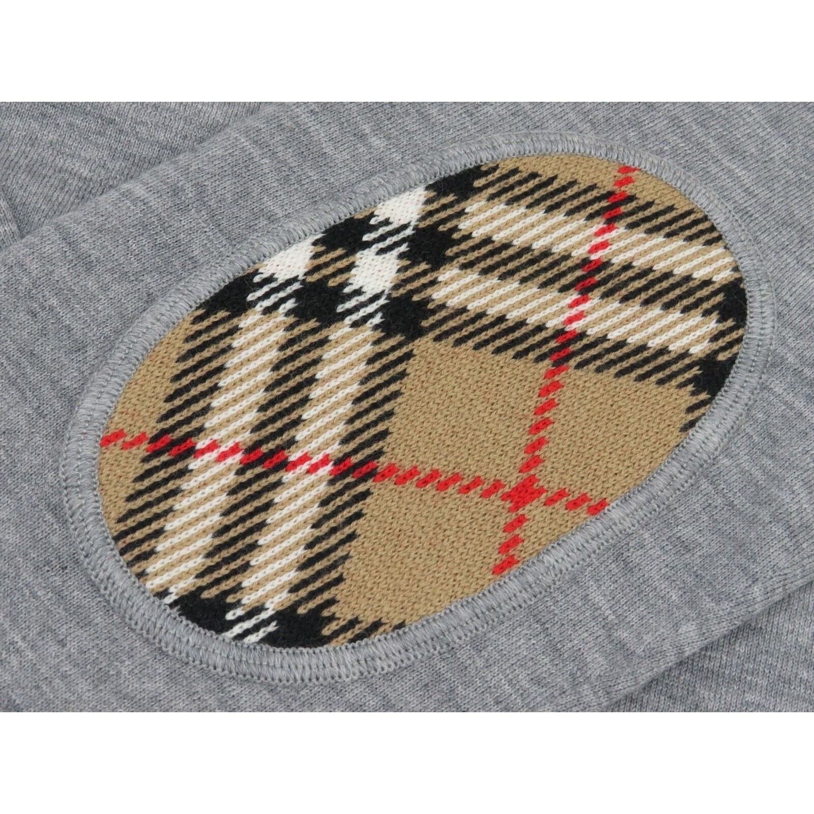 Burberry BEMPTON GRAY WOOL ELBOW CHECK PATCHES PULLOVER SWEATER L Size L / US 10 / IT 46 - 9 Thumbnail