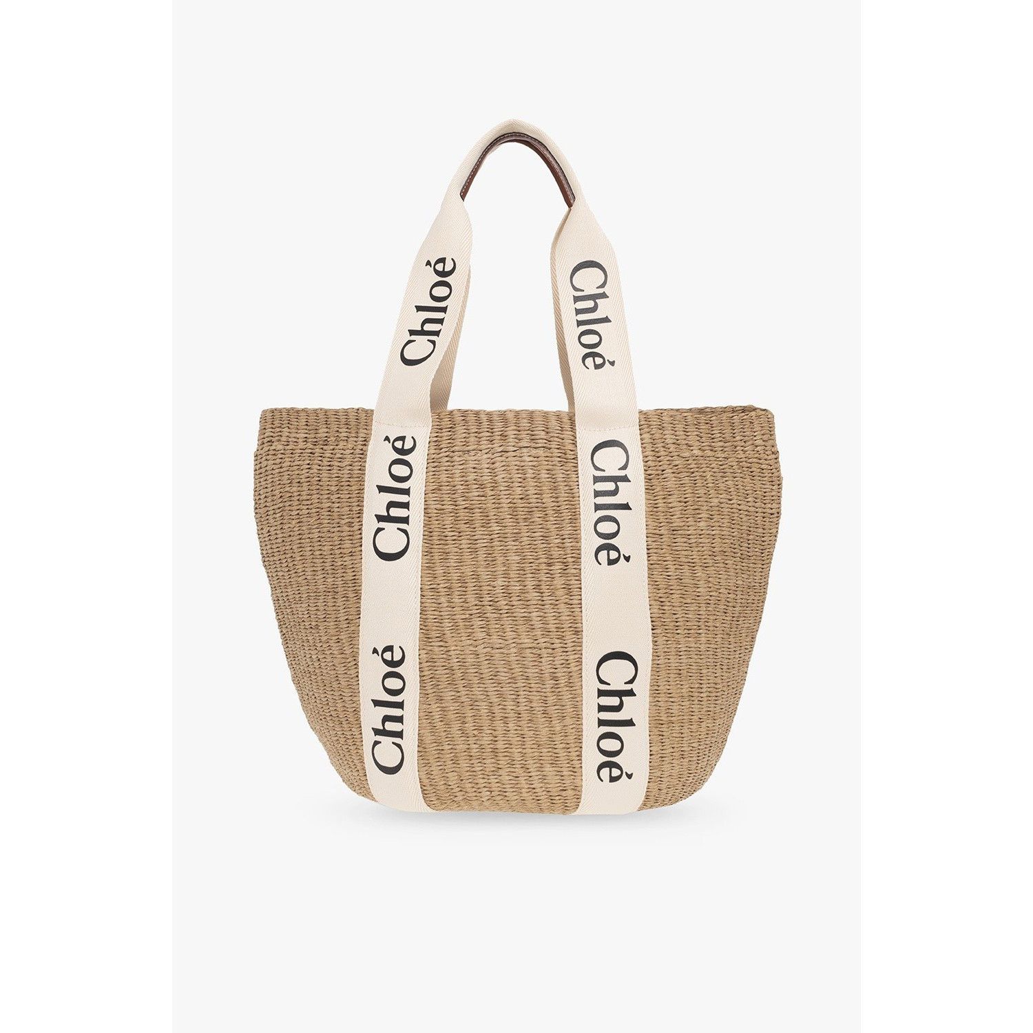 Chloe Chloe Large Basket Tote White Raffia-Effect Linen Shoulder B Size ONE SIZE - 1 Thumbnail