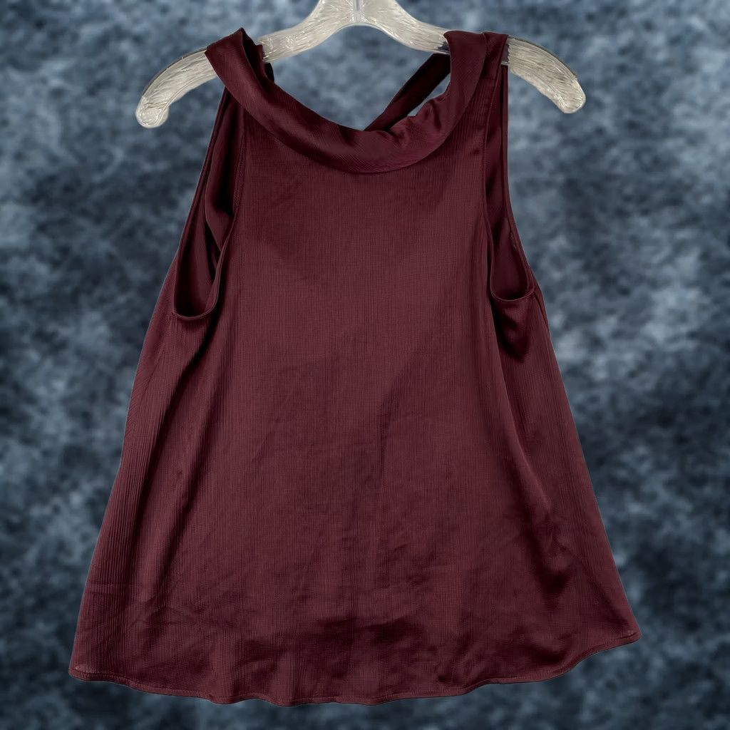ASTR The Label VINTAGE ASTR Shirt Womens XS Burgundy Slouch Tie Neck Flowy Sleeveless NWT Size XS / US 0-2 / IT 36-38 - 1 Thumbnail