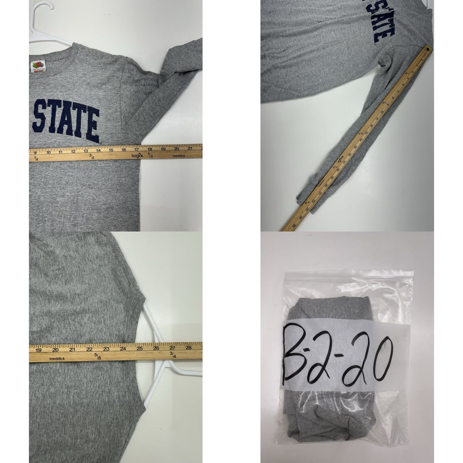 Fruit Of The Loom Fruit of the Loom Long Sleeve T-Shirt Gray Penn State Logo Size Small Unisex Adults Crew Neck 90s Sports University Logo Shirt Size US S / EU 44-46 / 1 - 8 Thumbnail
