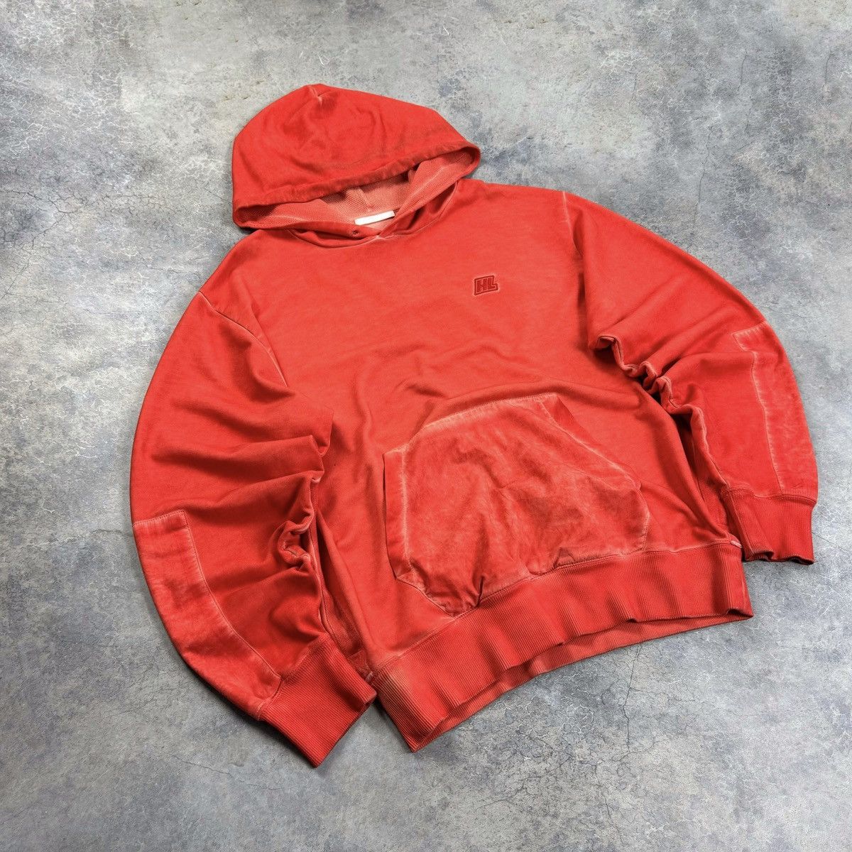 Helmut Lang HELMUT LANG FADED RED OVERSIZED EMBROIDERED LOGO HOODIE Sz M Size US M / EU 48-50 / 2 - 2 Thumbnail