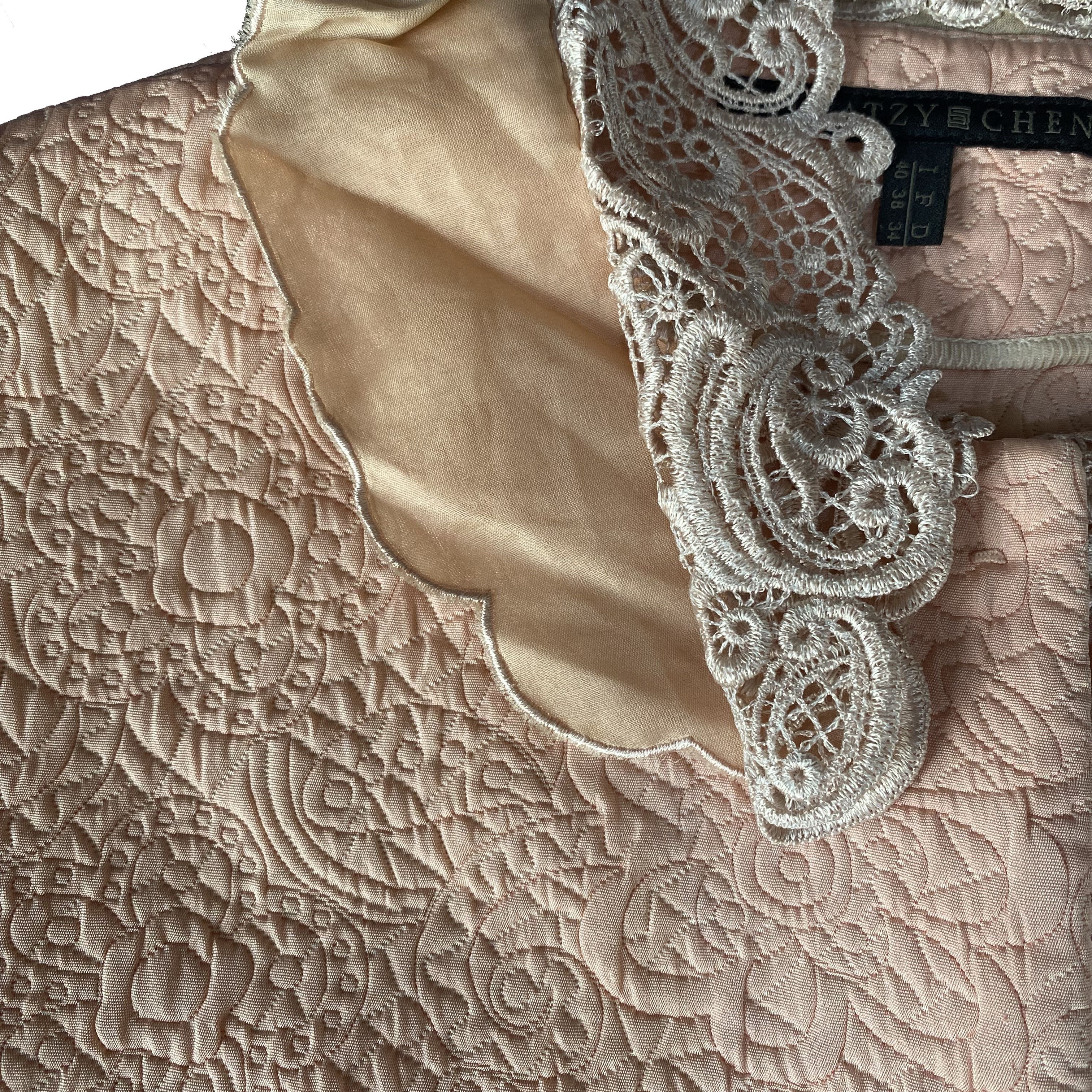 Other SHIATZY CHEN Pink Jacquard Lace Trim Jacket Size XS / US 0-2 / IT 36-38 - 8 Thumbnail