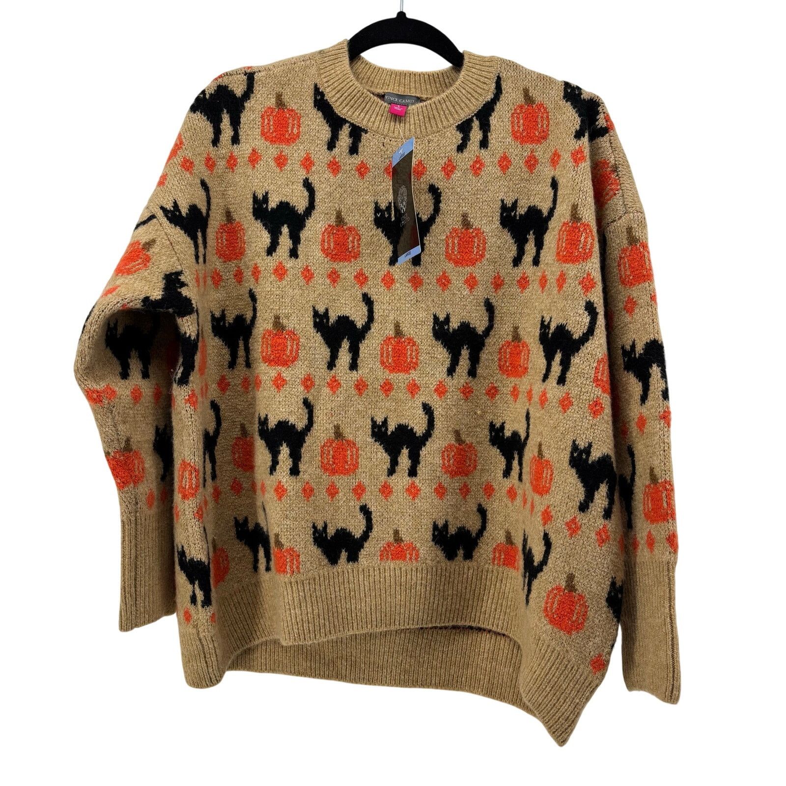 Vince Camuto Vince Camuto Size L Womens Sweater Black Cat Pumpkin Fall Size L / US 10 / IT 46 - 1 Thumbnail