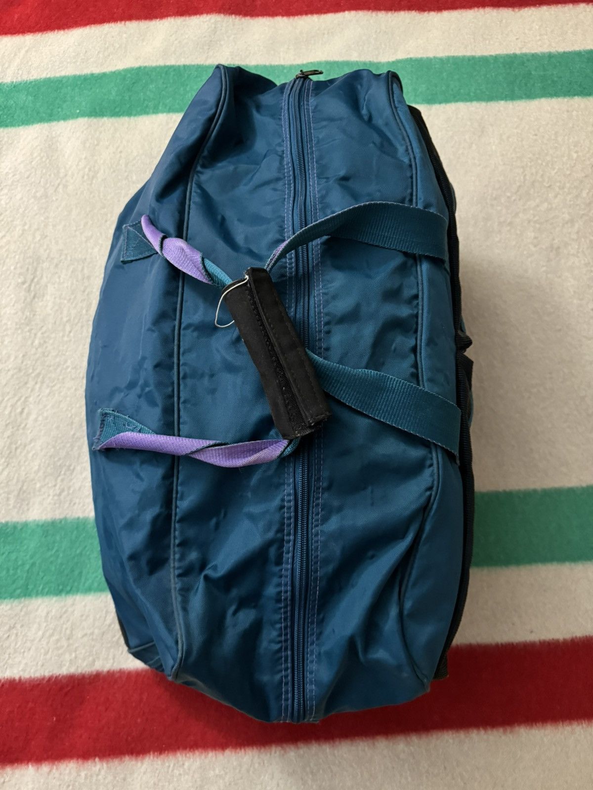 Nike × Vintage Vintage 80s 90s Purple Teal Aqua Nike Jumbo Duffle Bag BRS Size ONE SIZE - 15 Thumbnail