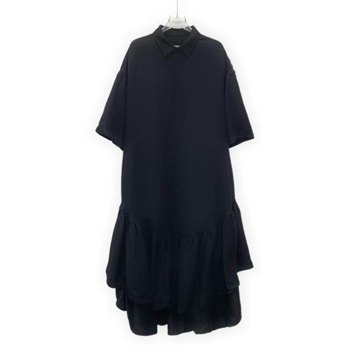 AMI Ami, Black Lapel Short Sleeve Irregular Hem Dress K26WX Size S / US 4 / IT 40 - 1 Thumbnail