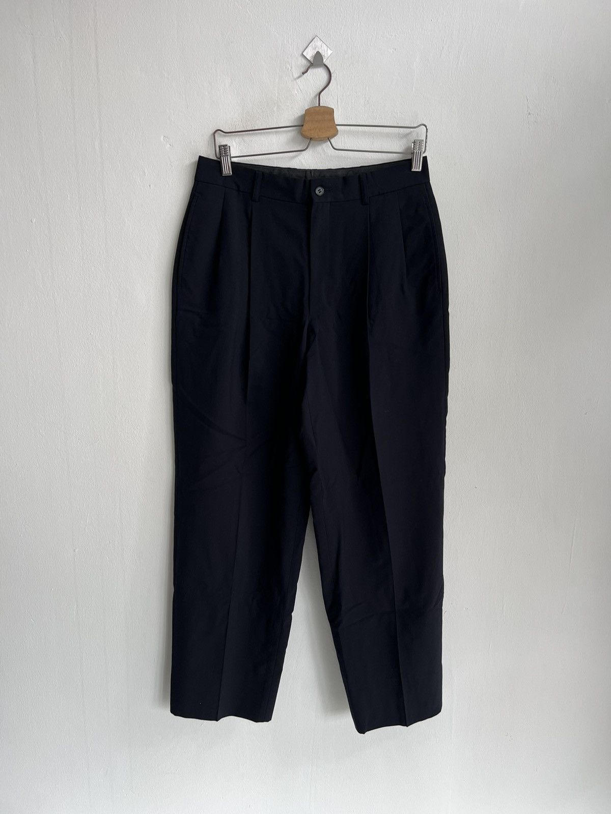 Yohji Yamamoto 1990s Yohji Yamamoto Black Minimal Gabardine 🎈Trousers Pants Size US 31 - 6 Thumbnail