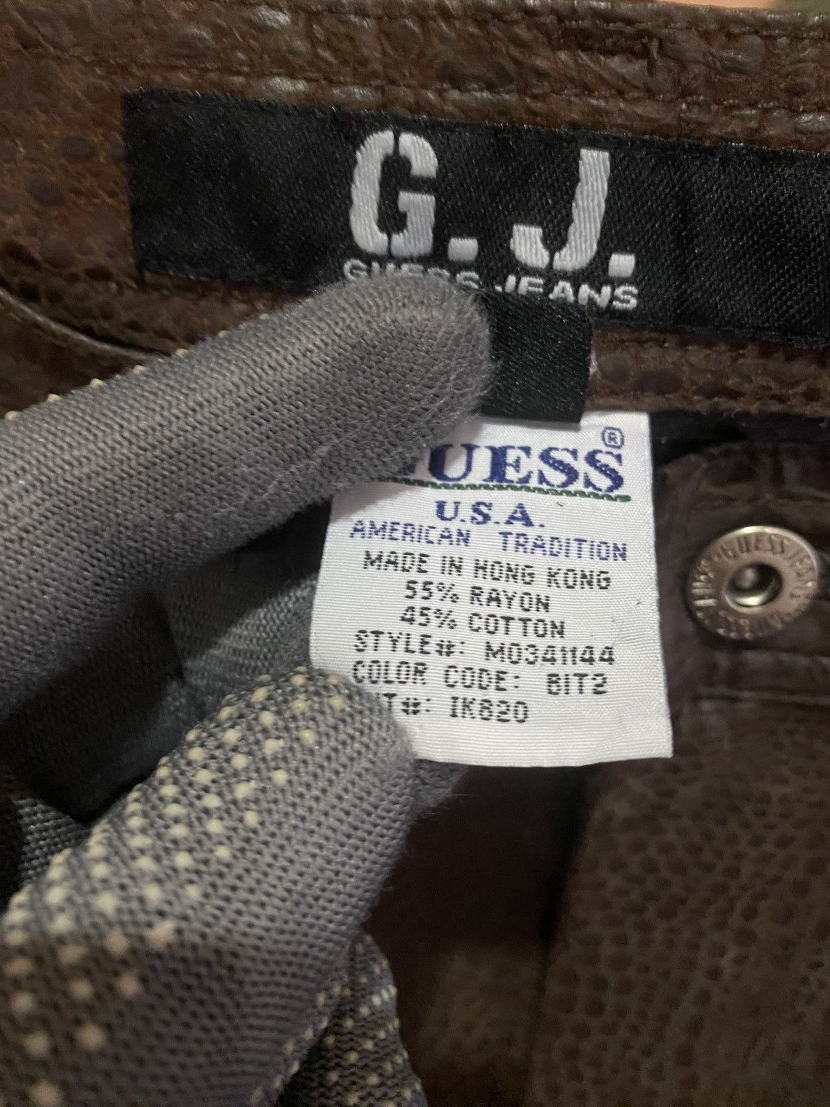 Guess Vintage Guess Jeans G.J. Croc Embossed Brown Pants Size 28" / US 6 / IT 42 - 6 Thumbnail