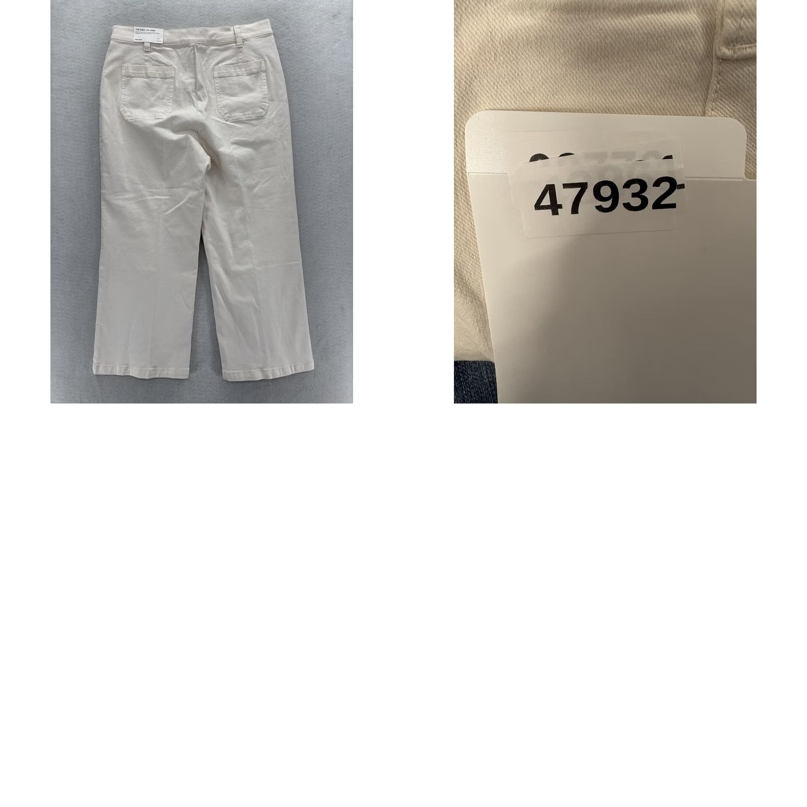 Ann Taylor VINTAGE? No. Ann Taylor White Wide Leg Crop Pants 12P Petite Women White Twill High Rise Sailor Cropped Pants with Pockets Stretch Size 34" / US 12 / IT 48 - 9 Thumbnail