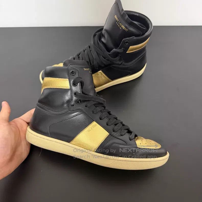 Saint Laurent Paris Saint Laurent Paris Black and Gold High Top Sneakers i Size US 6 / EU 39 - 1 Thumbnail