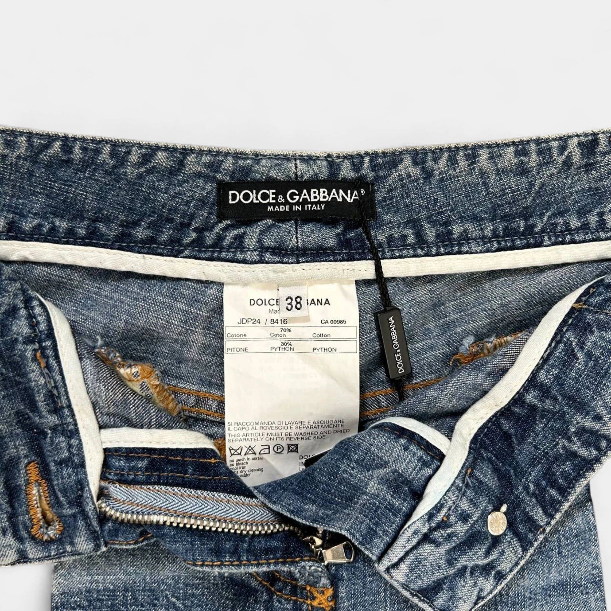 Dolce & Gabbana Dolce & Gabbana Geniune Python Light Blue Denim Pants Size US 29 - 6 Thumbnail