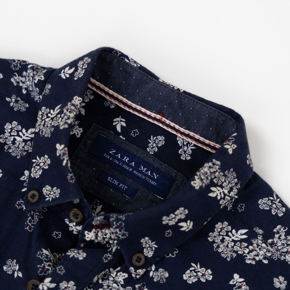 Zara ZARA Man Floral Shirt Mens Navy Blue Button Down Long Sleeve Size US S / EU 44-46 / 1 - 5 Thumbnail