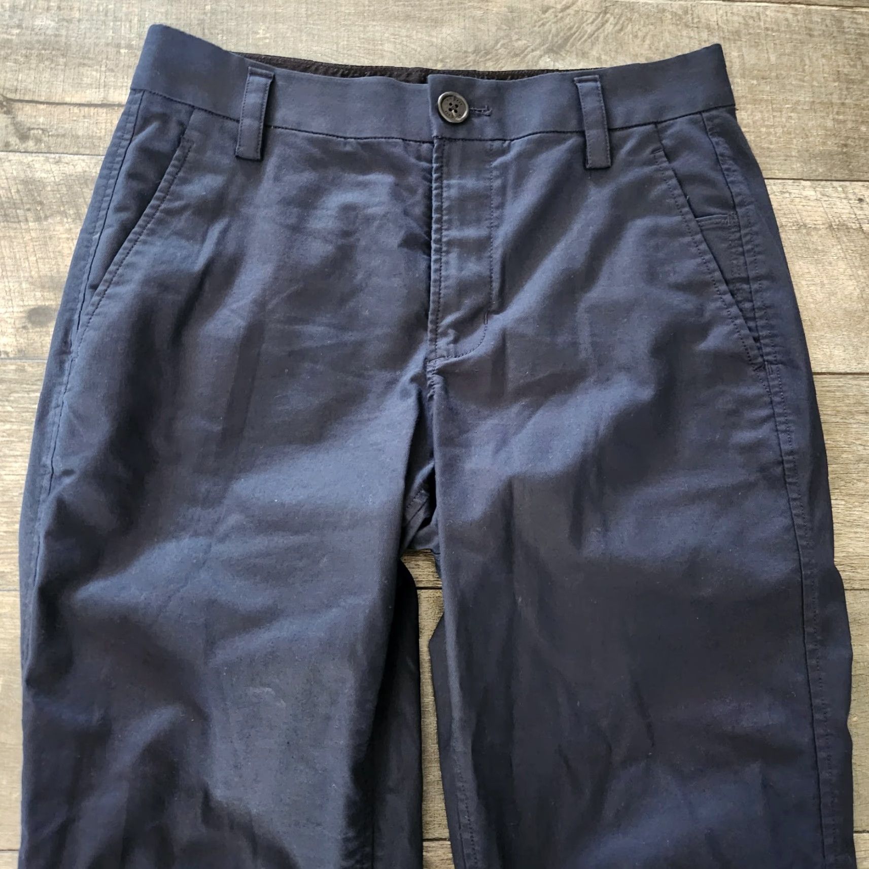 Vintage Kit and Ace Slim Commute Pants Men 29x29 Cuffed Ankle Navy Blue Chino Slim Size US 29 - 3 Thumbnail