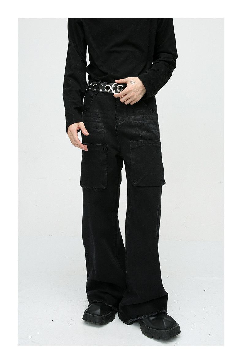 Japanese Brand × Jean American style loose straight wide leg raw edge jeans Size US 32 / EU 48 - 2 Thumbnail