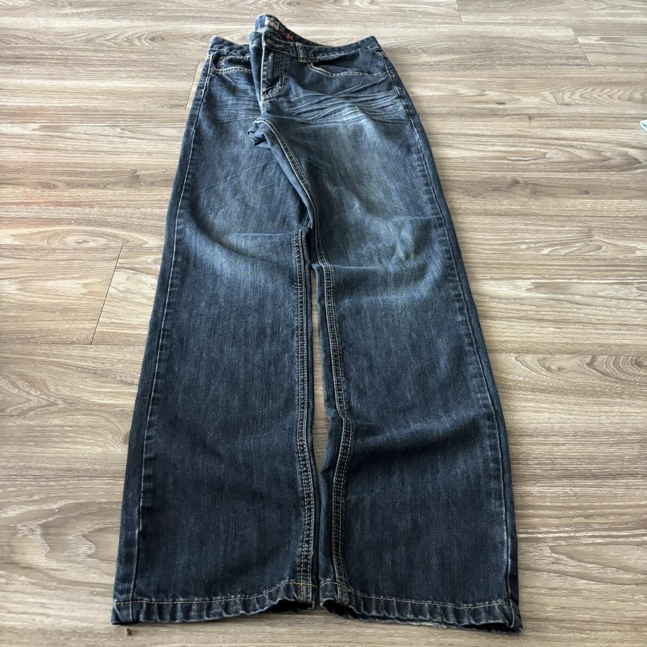 Japanese Brand Crazy Vintage Y2K/2000s Grunge Dark Wash Denim Jeans! 33x34 Size US 33 - 3 Thumbnail