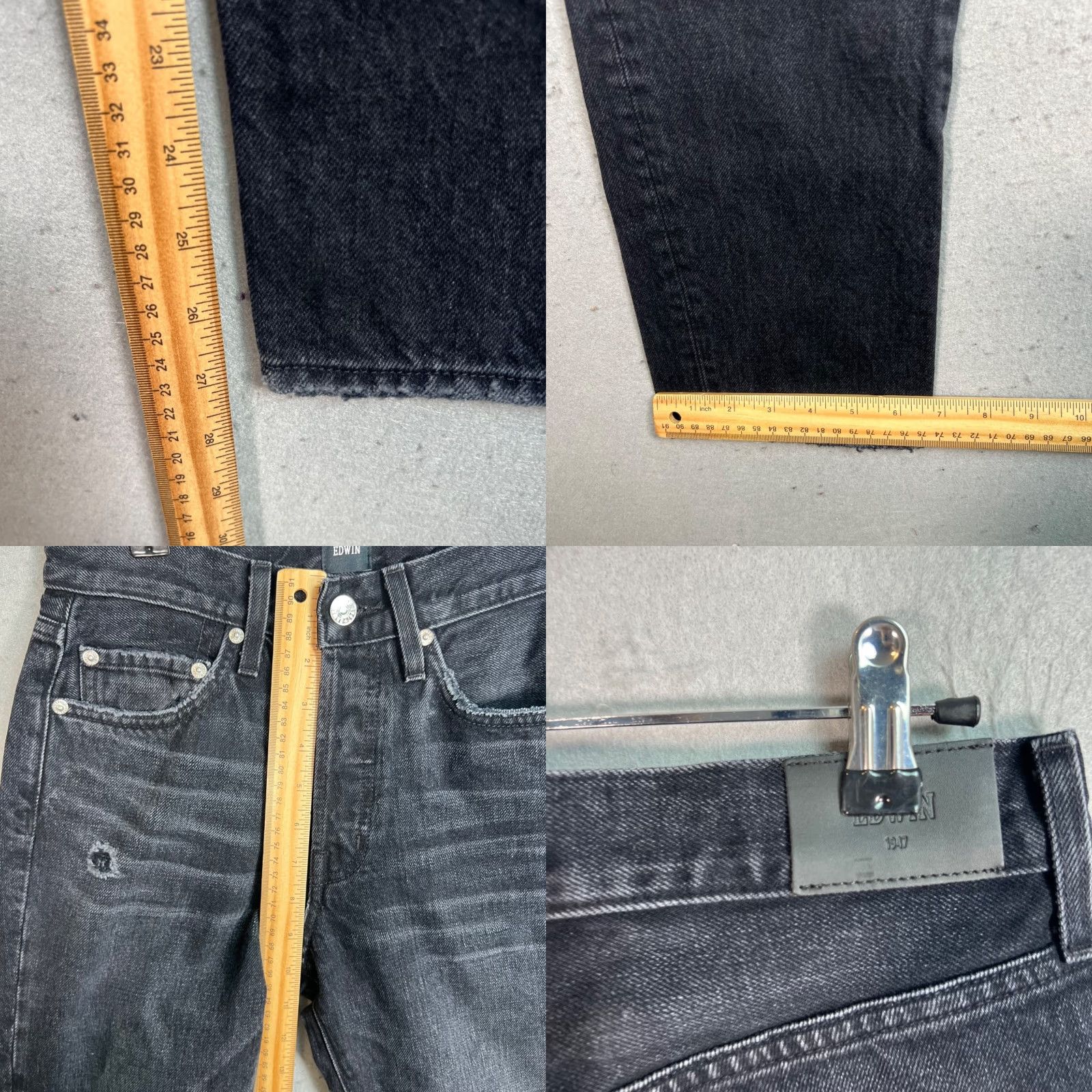 Edwin Edwin Womens 24 Black Denim Skinny Jeans 100% Cotton Distressed NEW! Jeans Women Size 24 Distressed Black Denim Skinny 28" Inseam Mens? Size 42" / US 20 - 8 Thumbnail