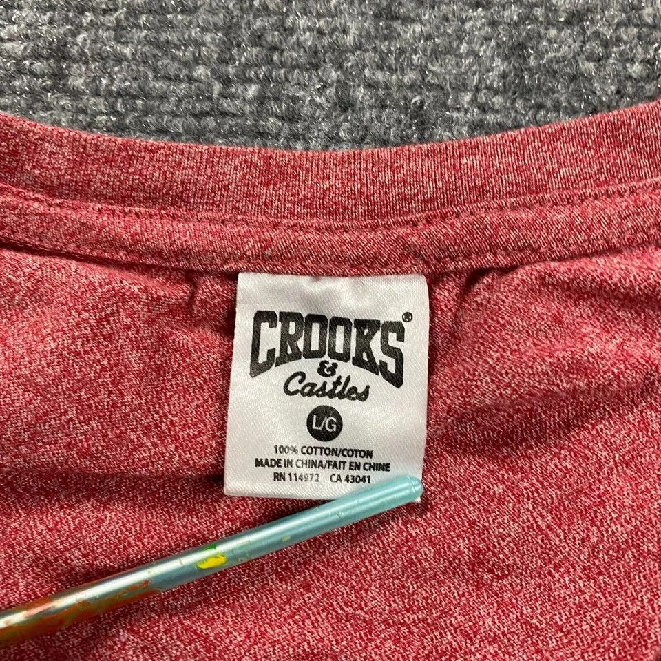 Crooks & Castles Crooks & Castles Shirt Men's Large Red V-Neck 100% Cotton L Size US L / EU 52-54 / 3 - 2 Thumbnail