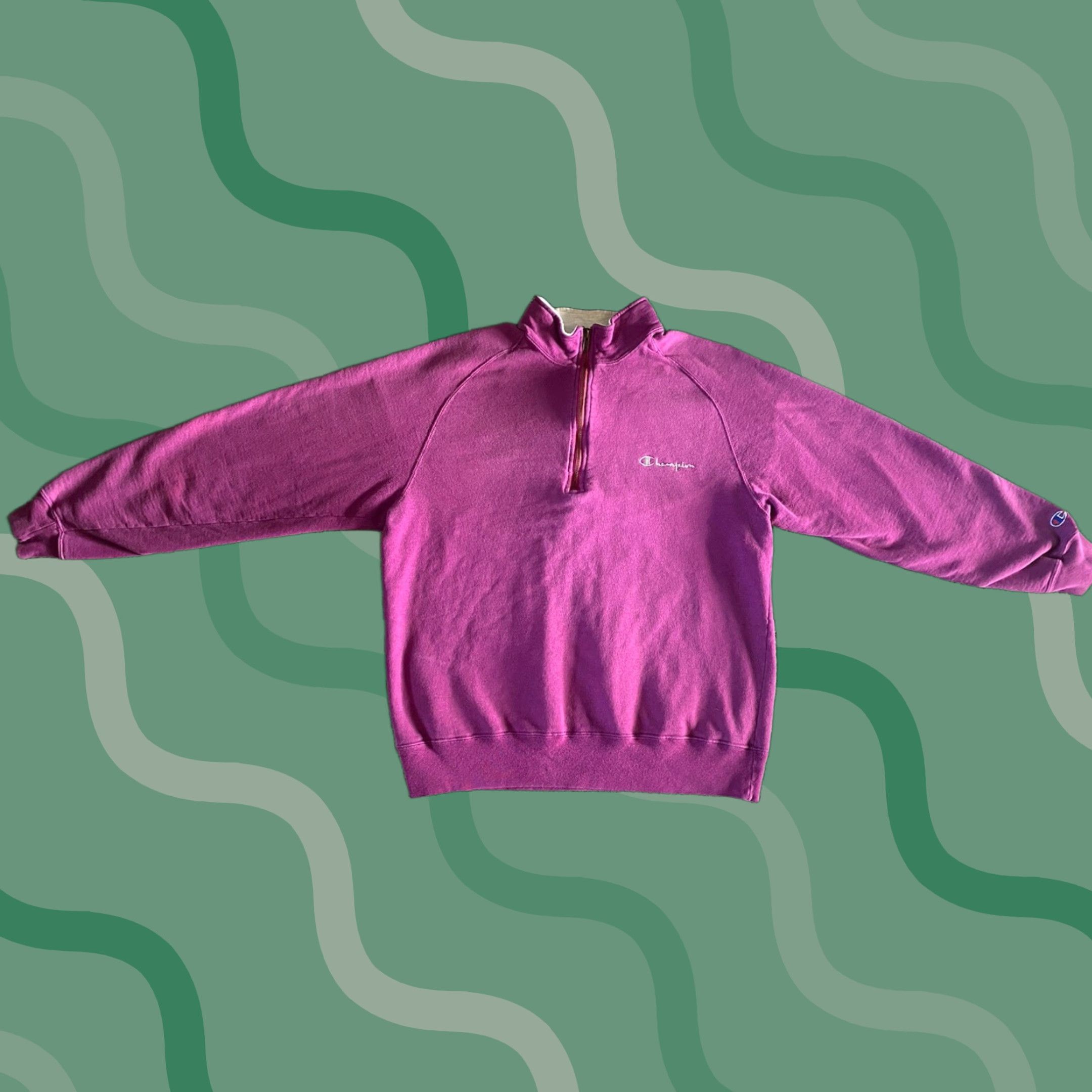 Champion VINTAGE Champion Sweatshirt 1/4 Zip Womens XL Purple Long Sleeve USA 90s Classic Logo Sports Size XL / US 12-14 / IT 48-50 - 1 Thumbnail