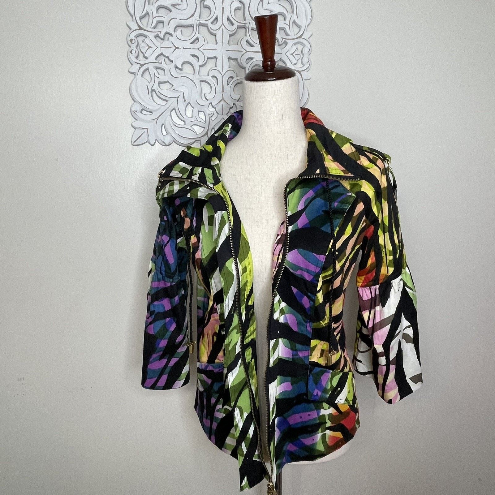 Other JUST B Women's Jacket MEDIUM Rainbow Tiger Stripe 3/4 Sleeve Size M / US 6-8 / IT 42-44 - 8 Thumbnail