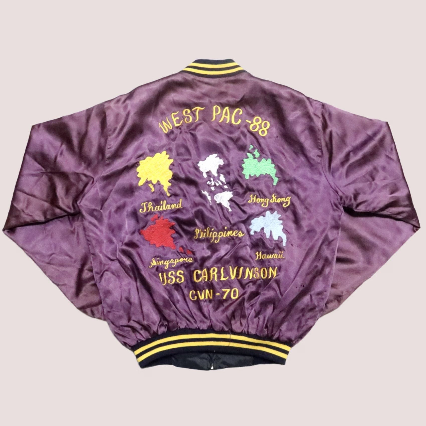 Vintage Vintage West Pac 88 Souvenir Bomber Jacket UV Purple Men One Size Nylon Size: One Size Jacket Size US M / EU 48-50 / 2 - 1 Thumbnail