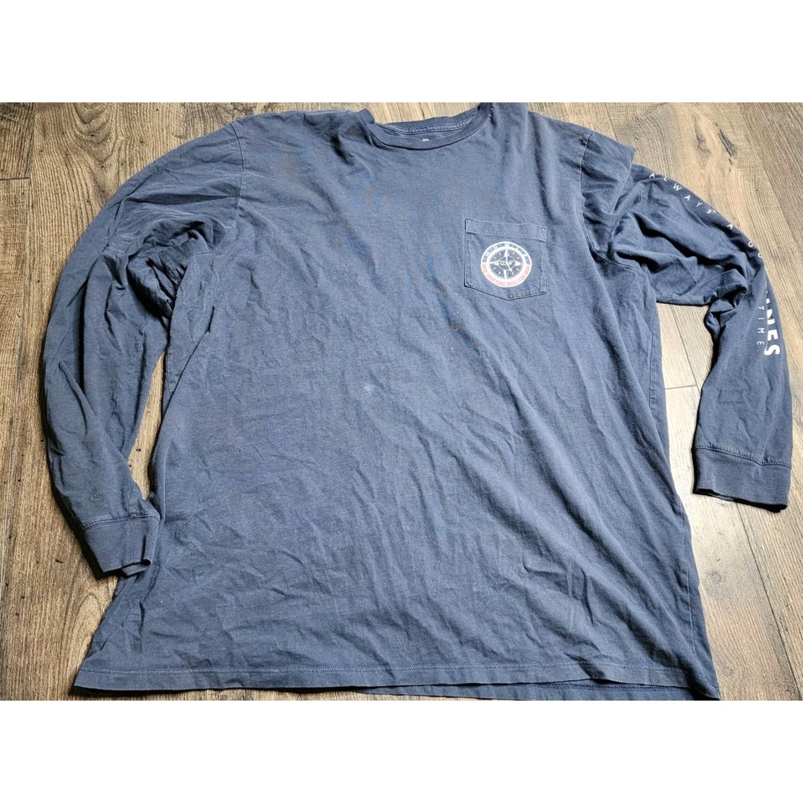 Vineyard Vines Vineyard Vines Men's XL Navy Blue Long Sleeve Watch T-Shirt Distressed Casual Preppy Size US XL / EU 56 / 4 - 2 Thumbnail