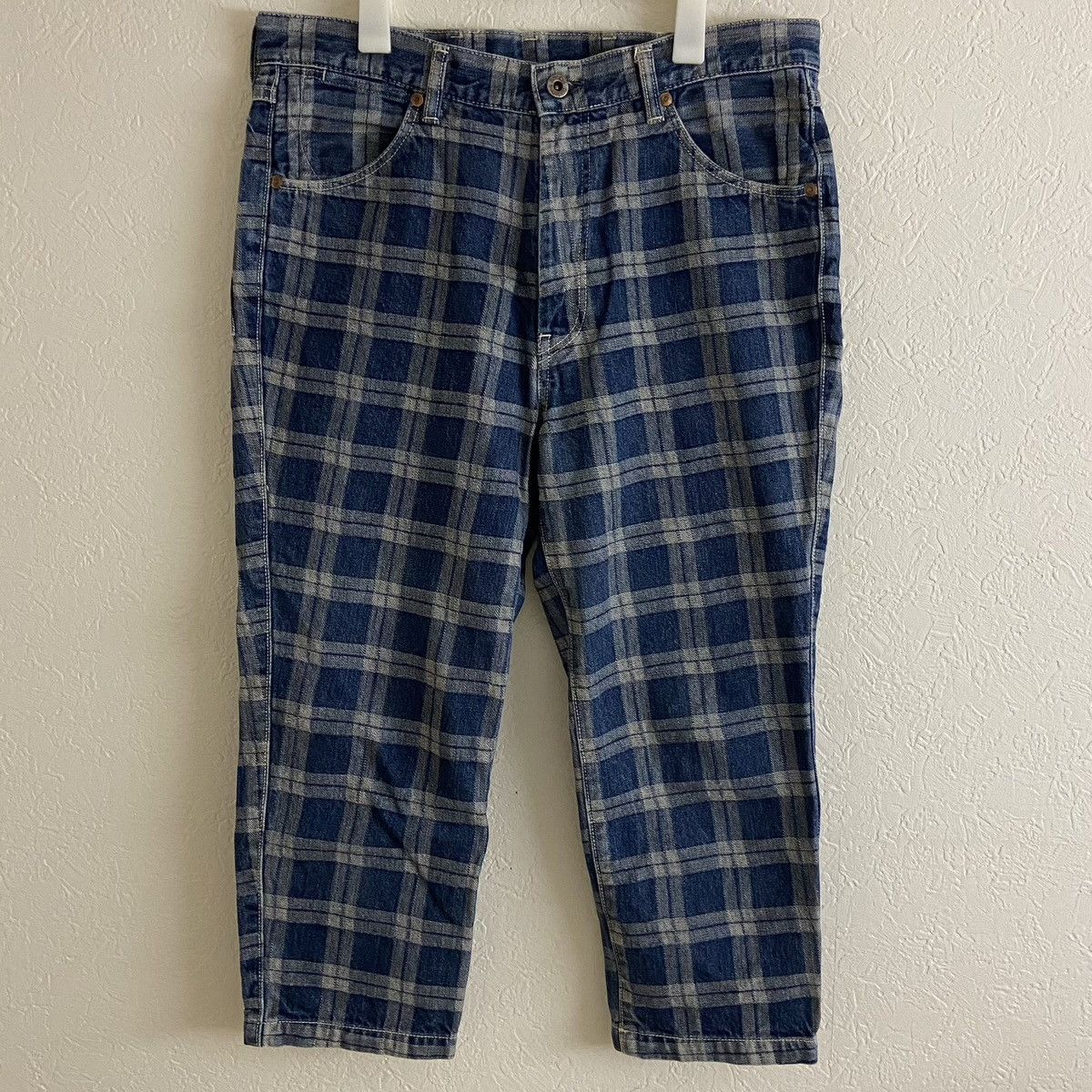 Kapital KAPITAL weathering plaid Cropped denim pants Size US 33 - 1 Thumbnail