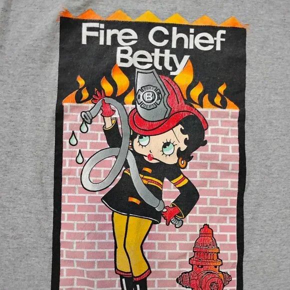 Other Vintage 90s Fire Chief Betty Boop T-Shirt Size US XXL / EU 58 / 5 - 1 Thumbnail