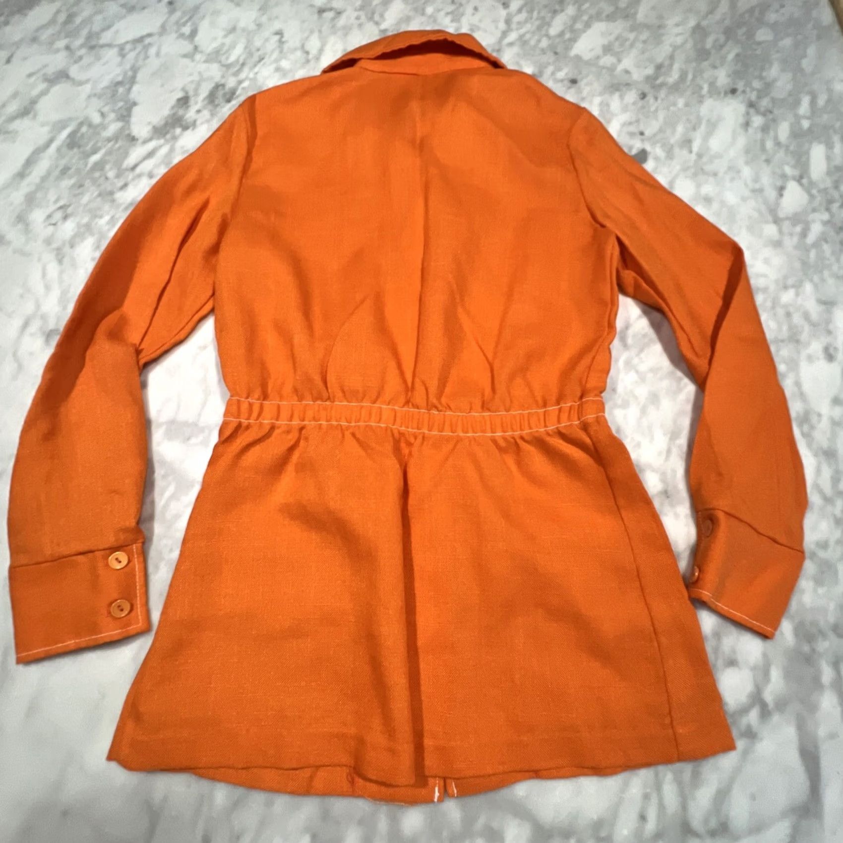 Sears VINTAGE Sears Womens Jacket Top Orange 10 Polyester Rayon 70’s Style 3183 Button Long Sleeve Mid-Length Womens Size L / US 10 / IT 46 - 6 Thumbnail