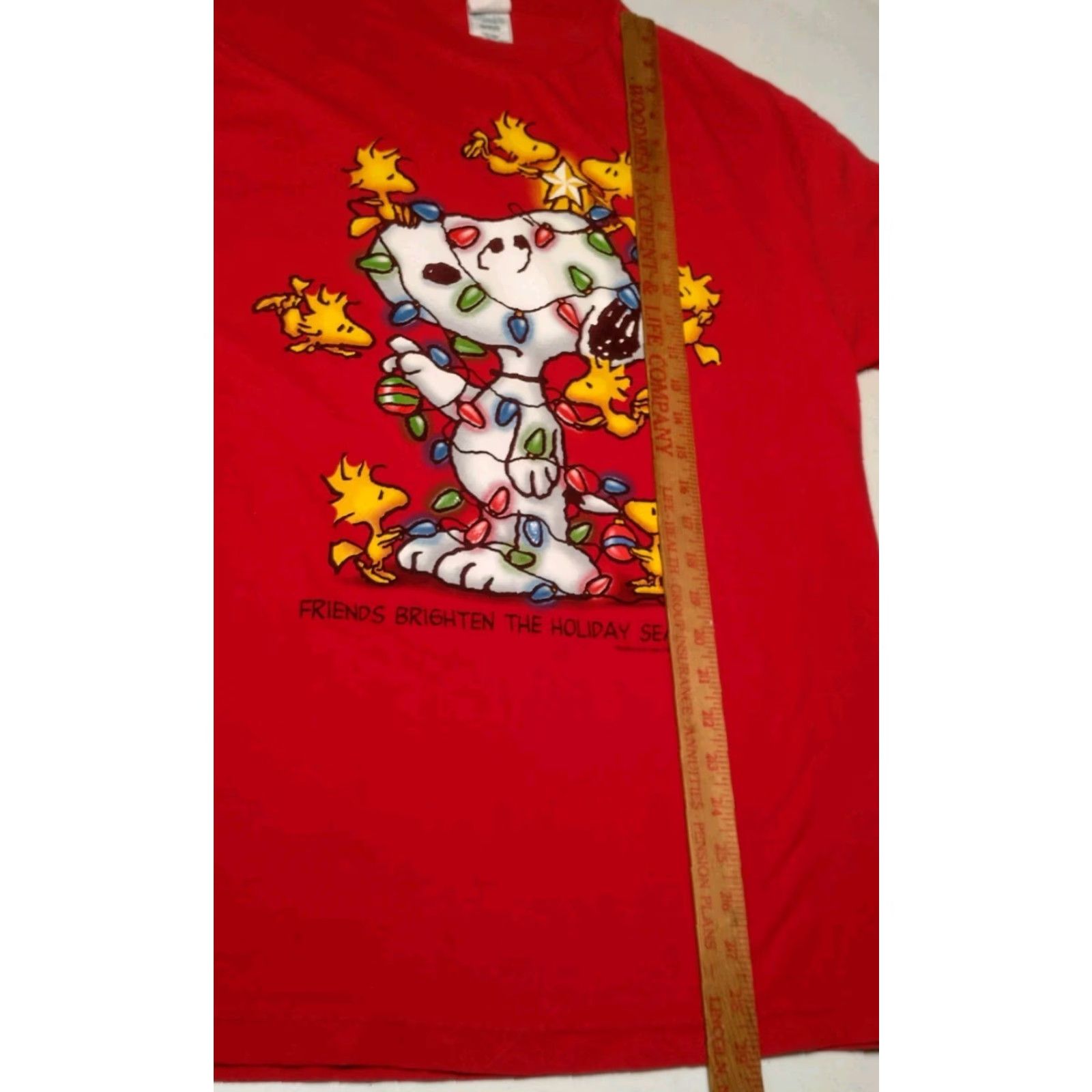 Peanuts VINTAGE Peanuts Snoopy Woodstock Shirt Large Red Christmas Lights Holiday Knits Crew Neck Men L Red Graphic T-Shirt Mens Size US L / EU 52-54 / 3 - 4 Thumbnail