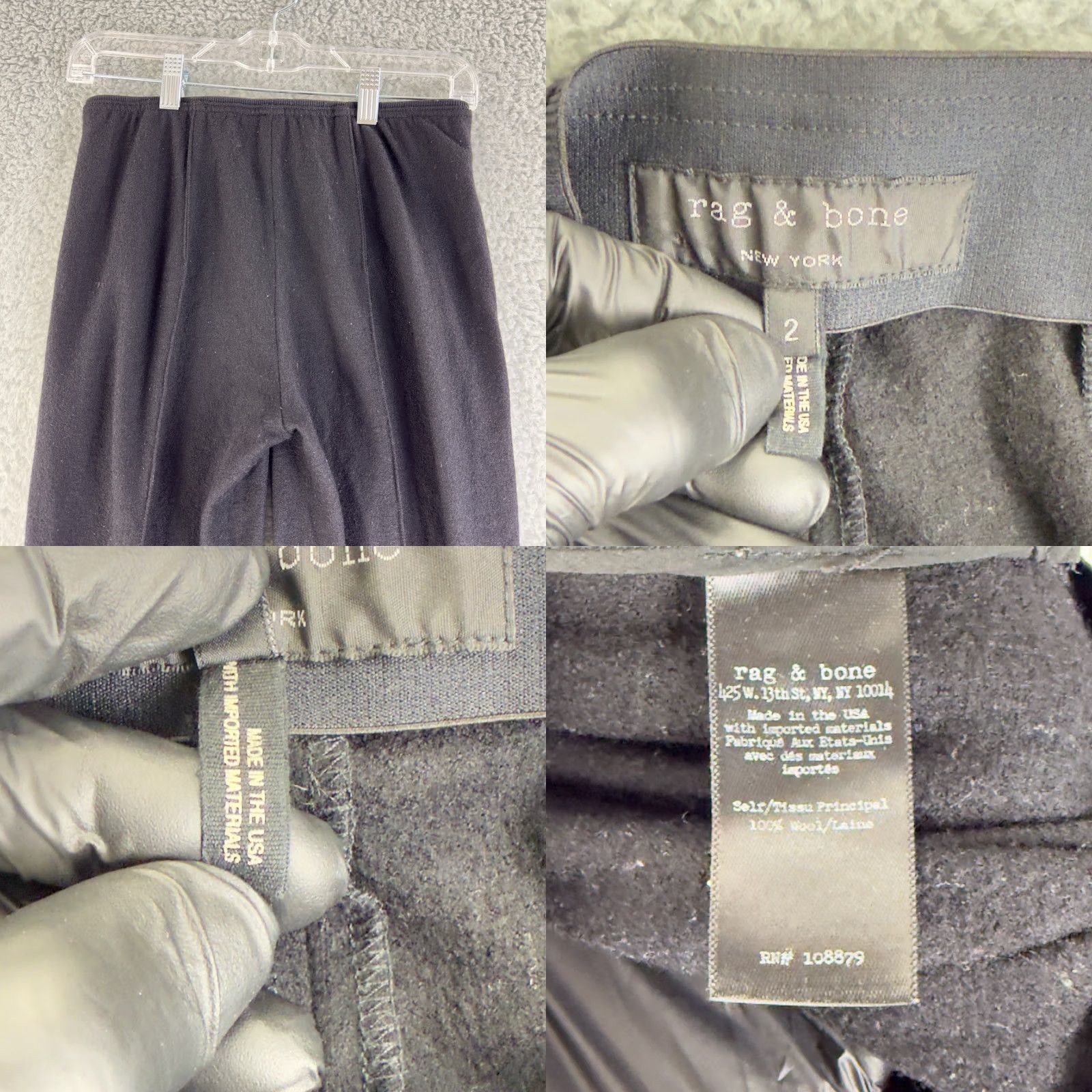 Rag & Bone Rag & Bone Womens Pants Black Size 2 Slim Straight Ankle Wool Raised Seams Size 26" / US 2 / IT 38 - 9 Thumbnail