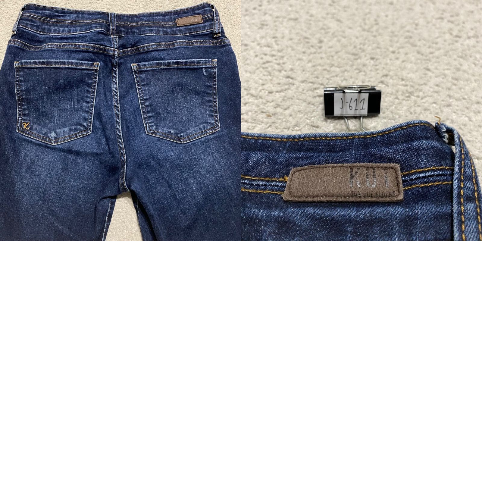 Vintage KUT from the Kloth Womens Jeans Blue Dark Wash High Rise Boyfriend Distressed 6 Regular Denim Stretch Style Size 28" / US 6 / IT 42 - 9 Thumbnail