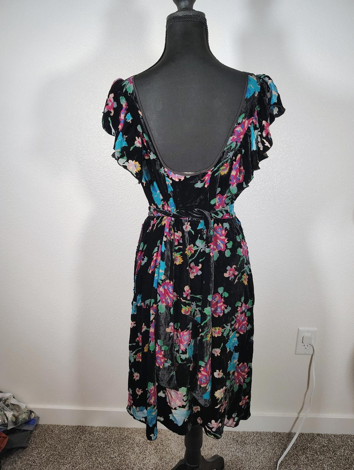 Johnny Was 4 Love Liberty Johnny Was Black Floral Silk Blend Mini Dress Size S / US 4 / IT 40 - 3 Thumbnail