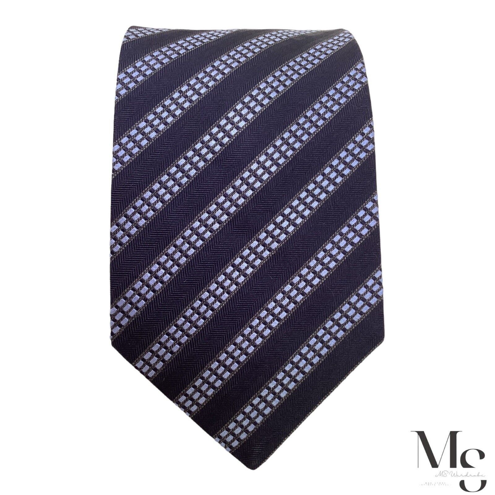 Armani ARMANI COLLEZIONI Navy Blue Striped Silk Tie Italy W:3.75" Size ONE SIZE - 4 Thumbnail