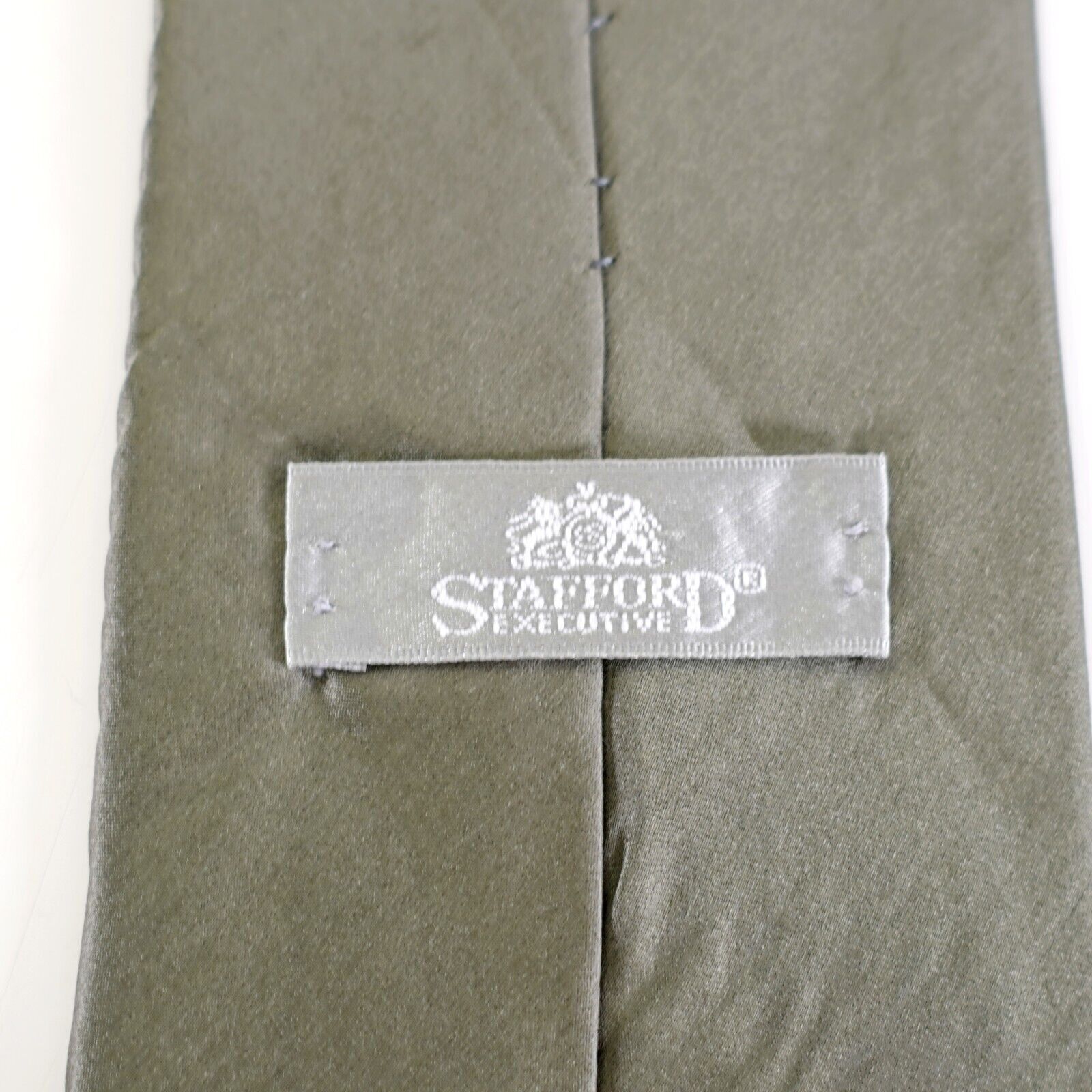 Stafford Stafford Executive Solid Beige Green Wide Silk Tie Size ONE SIZE - 3 Thumbnail