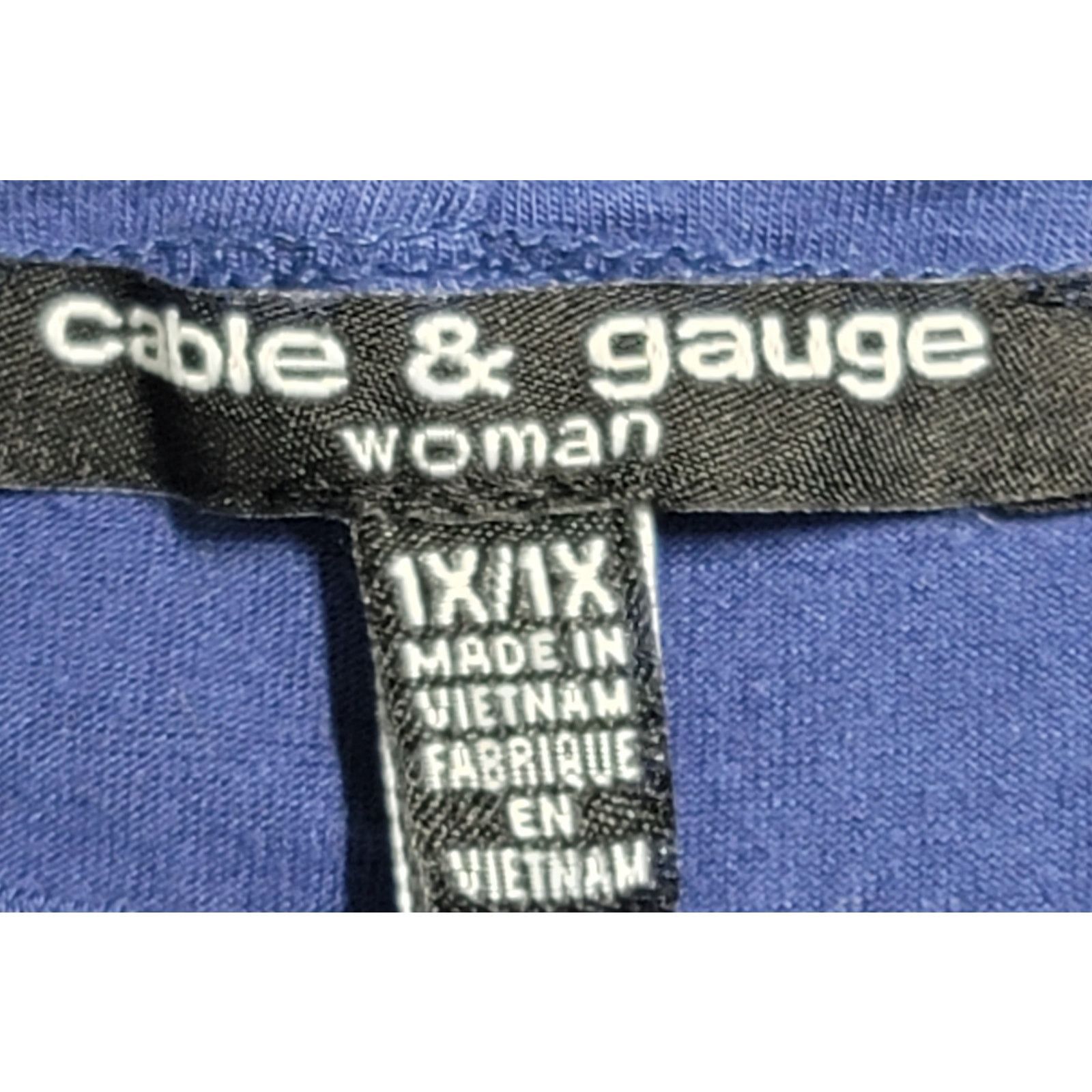 Other Cable & Gauge Blue Cold Shoulder With Rivets Top 1X Plus Size XXL / US 16-18 / IT 52-54 - 4 Thumbnail