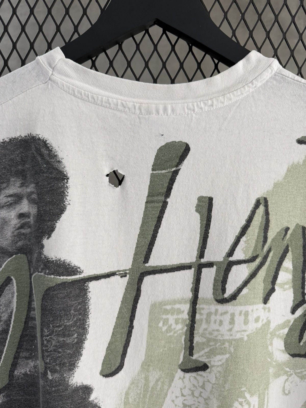 Jimi Hendrix Vintage 1990s Jimi Hendrix AOP Trashed Tee Size US XL / EU 56 / 4 - 5 Thumbnail