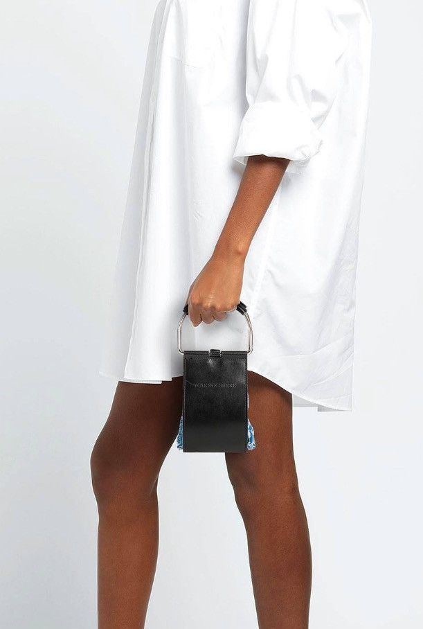 Marine Serre Marine Serre leather foldable popcorn bag black clutch gold Size ONE SIZE - 3 Thumbnail