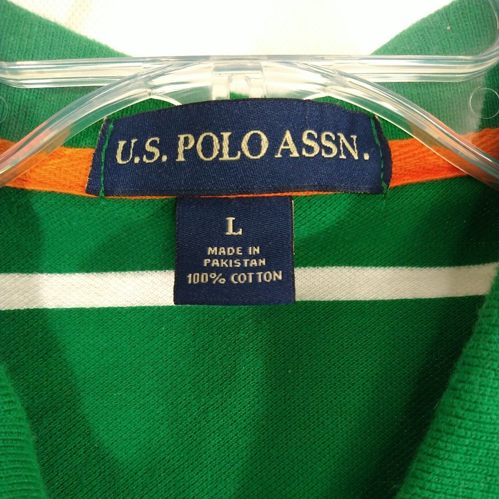 U.S. Polo Assn. US Polo Assn Collared Polo Shirt Men Size L Green Stripe Size US L / EU 52-54 / 3 - 5 Thumbnail